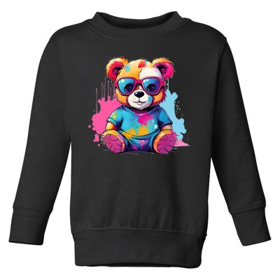 Colorful Teddy Bear Cute Teddy Bear I Teddy Art I Teddy Bear Toddler Sweatshirt