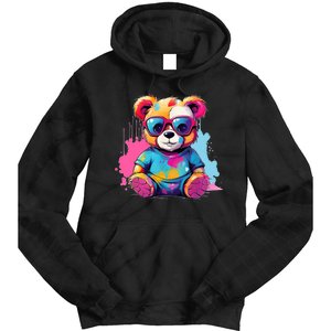 Colorful Teddy Bear Cute Teddy Bear I Teddy Art I Teddy Bear Tie Dye Hoodie