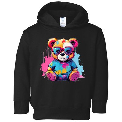 Colorful Teddy Bear Cute Teddy Bear I Teddy Art I Teddy Bear Toddler Hoodie