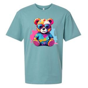 Colorful Teddy Bear Cute Teddy Bear I Teddy Art I Teddy Bear Sueded Cloud Jersey T-Shirt