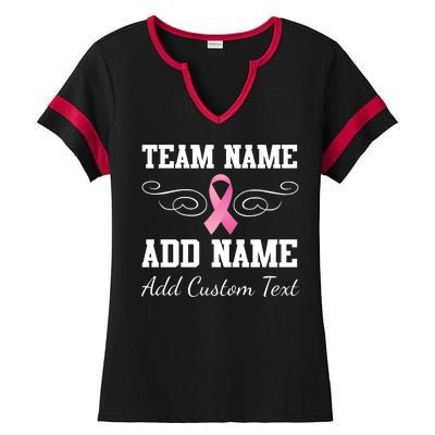 Custom Team Breast Cancer Personalize Ladies Halftime Notch Neck Tee