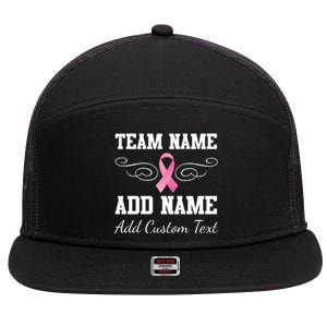 Custom Team Breast Cancer Personalize 7 Panel Mesh Trucker Snapback Hat