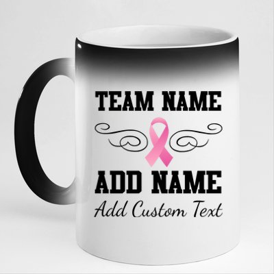 Custom Team Breast Cancer Personalize 11oz Black Color Changing Mug