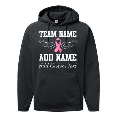 Custom Team Breast Cancer Personalize Performance Fleece Hoodie