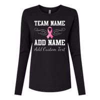 Custom Team Breast Cancer Personalize Womens Cotton Relaxed Long Sleeve T-Shirt