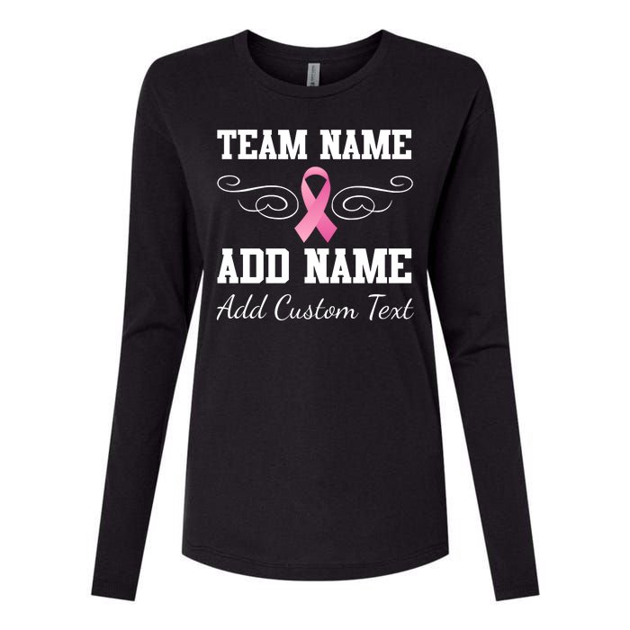 Custom Team Breast Cancer Personalize Womens Cotton Relaxed Long Sleeve T-Shirt