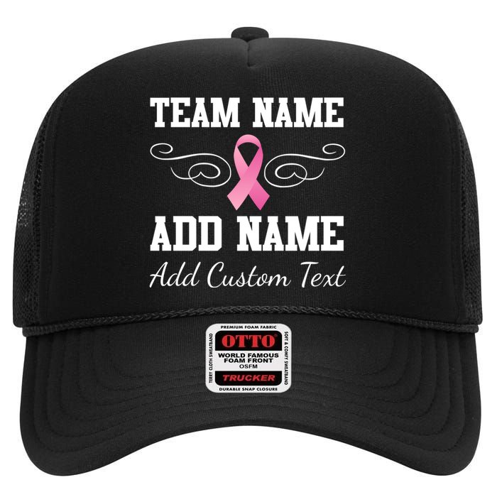 Custom Team Breast Cancer Personalize High Crown Mesh Back Trucker Hat