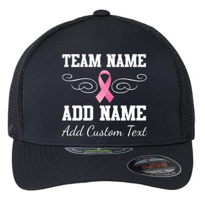 Custom Team Breast Cancer Personalize Flexfit Unipanel Trucker Cap