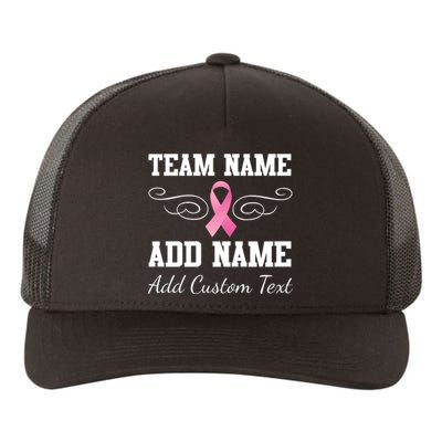 Custom Team Breast Cancer Personalize Yupoong Adult 5-Panel Trucker Hat