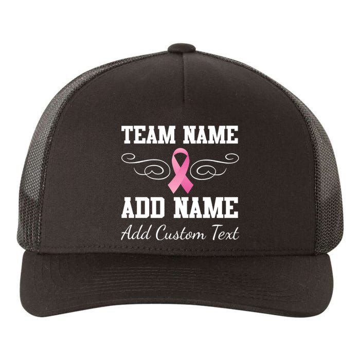 Custom Team Breast Cancer Personalize Yupoong Adult 5-Panel Trucker Hat