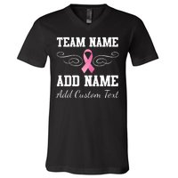 Custom Team Breast Cancer Personalize V-Neck T-Shirt