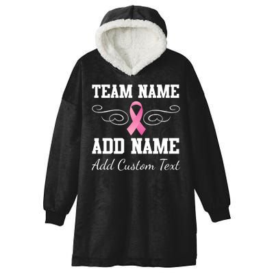 Custom Team Breast Cancer Personalize Hooded Wearable Blanket