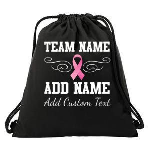 Custom Team Breast Cancer Personalize Drawstring Bag