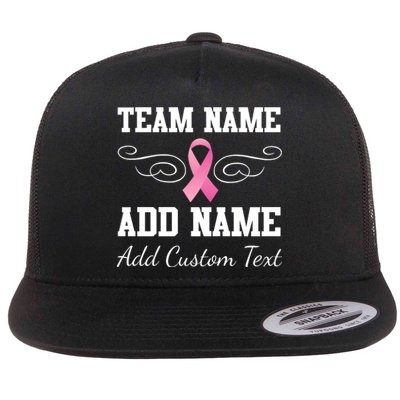 Custom Team Breast Cancer Personalize Flat Bill Trucker Hat