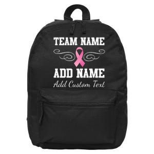 Custom Team Breast Cancer Personalize 16 in Basic Backpack