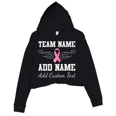 Custom Team Breast Cancer Personalize Crop Fleece Hoodie