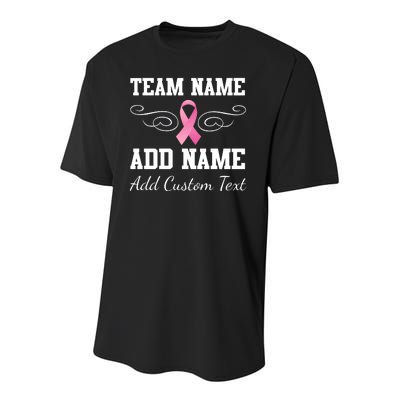 Custom Team Breast Cancer Personalize Youth Performance Sprint T-Shirt