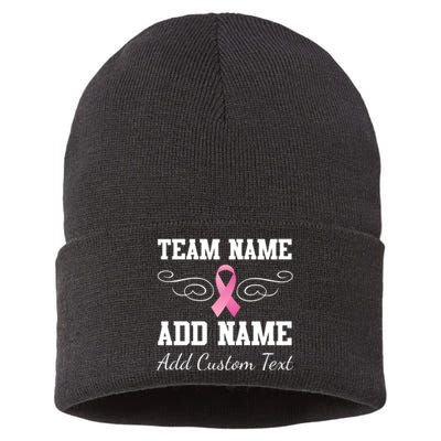 Custom Team Breast Cancer Personalize Sustainable Knit Beanie