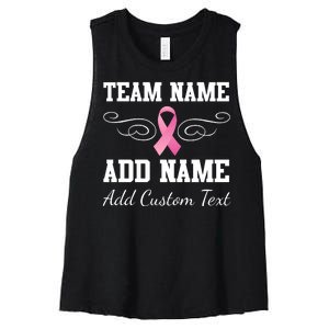 Custom Team Breast Cancer Personalize Women's Racerback Cropped Tank