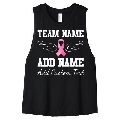 Custom Team Breast Cancer Personalize Women's Racerback Cropped Tank