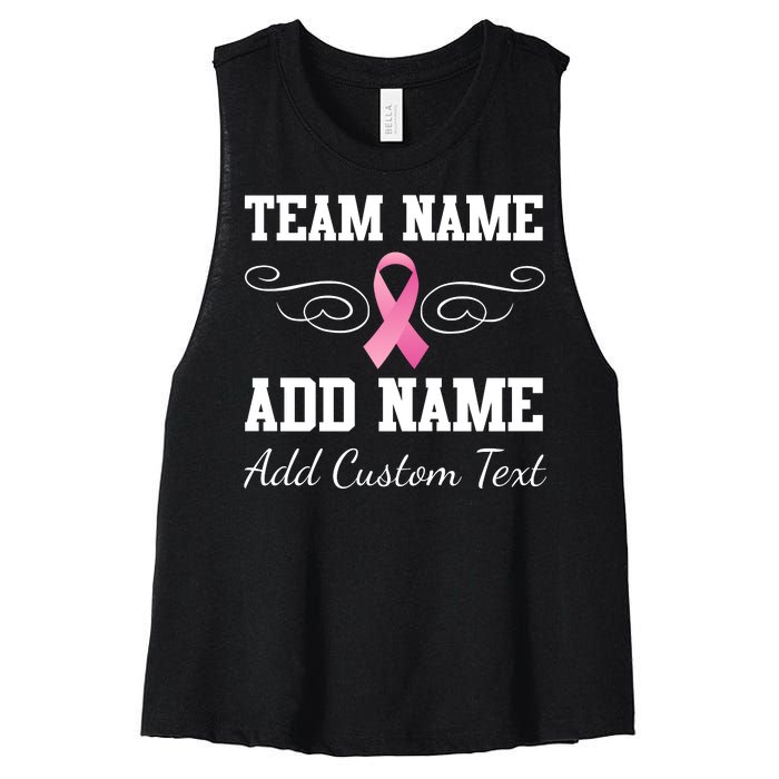 Custom Team Breast Cancer Personalize Women's Racerback Cropped Tank