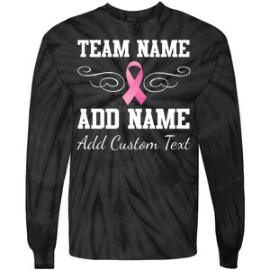 Custom Team Breast Cancer Personalize Tie-Dye Long Sleeve Shirt