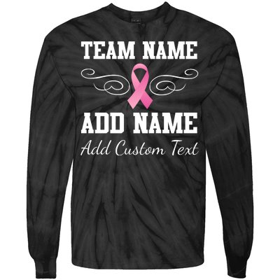 Custom Team Breast Cancer Personalize Tie-Dye Long Sleeve Shirt