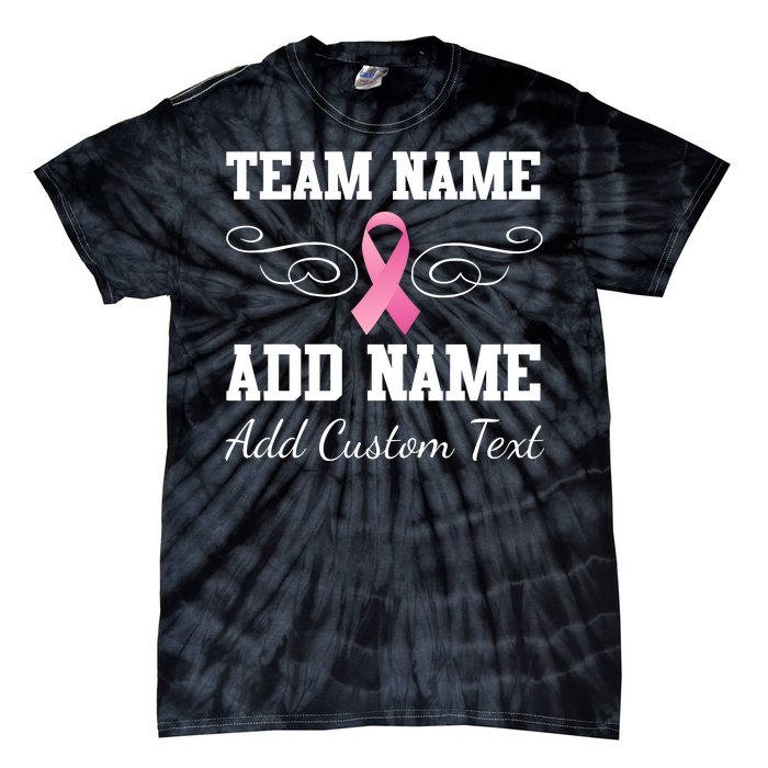 Custom Team Breast Cancer Personalize Tie-Dye T-Shirt