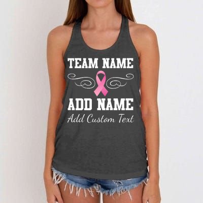 Custom Team Breast Cancer Personalize Women's Knotted Racerback Tank