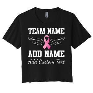 Custom Team Breast Cancer Personalize Women's Crop Top Tee