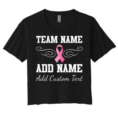 Custom Team Breast Cancer Personalize Women's Crop Top Tee