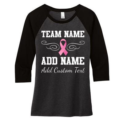 Custom Team Breast Cancer Personalize Women's Tri-Blend 3/4-Sleeve Raglan Shirt