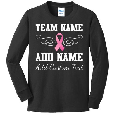 Custom Team Breast Cancer Personalize Kids Long Sleeve Shirt