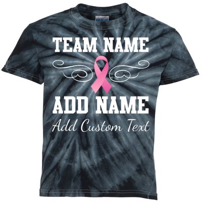 Custom Team Breast Cancer Personalize Kids Tie-Dye T-Shirt