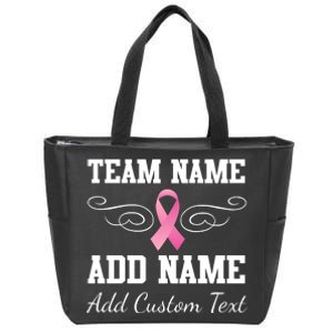 Custom Team Breast Cancer Personalize Zip Tote Bag