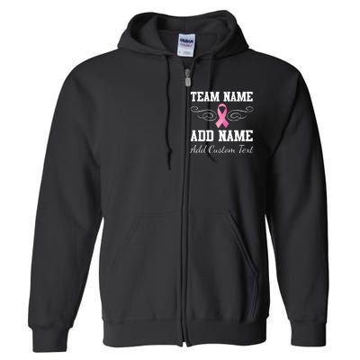 Custom Team Breast Cancer Personalize Full Zip Hoodie