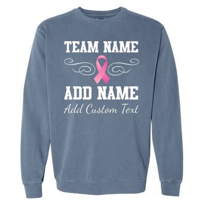 Custom Team Breast Cancer Personalize Garment-Dyed Sweatshirt