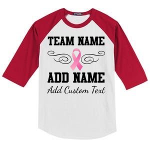 Custom Team Breast Cancer Personalize Kids Colorblock Raglan Jersey