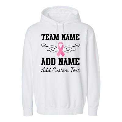 Custom Team Breast Cancer Personalize Garment-Dyed Fleece Hoodie