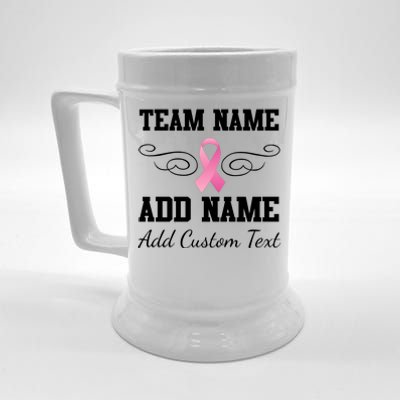 Custom Team Breast Cancer Personalize Beer Stein