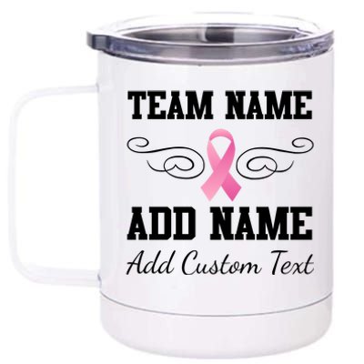 Custom Team Breast Cancer Personalize 12 oz Stainless Steel Tumbler Cup