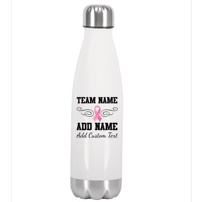 Custom Team Breast Cancer Personalize Stainless Steel Insulated Water Bottle