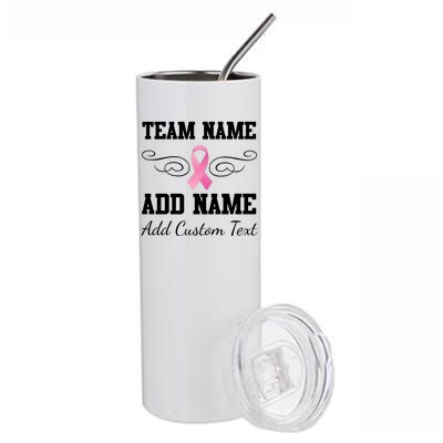 Custom Team Breast Cancer Personalize Stainless Steel Tumbler