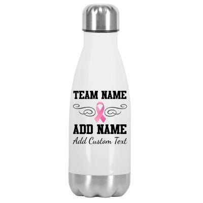 Custom Team Breast Cancer Personalize Stainless Steel Insulated Water Bottle