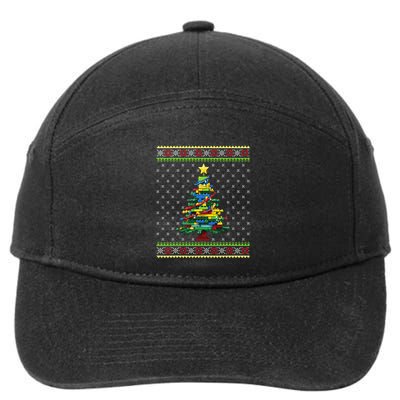 Christmas Tree Block Brick Building Xmas Master Builder 7-Panel Snapback Hat