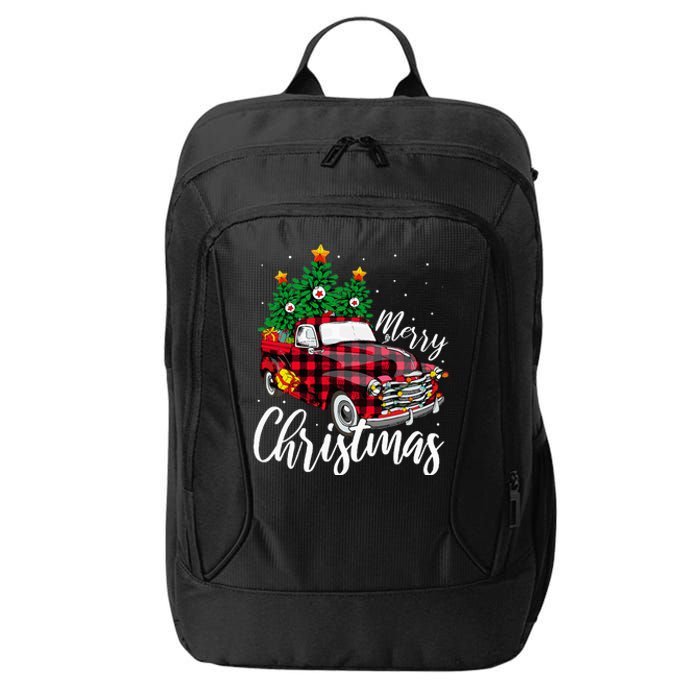 Christmas Tree Buffalo Plaid Red Truck family City Backpack