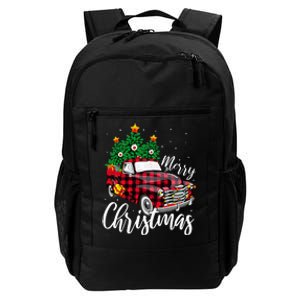 Christmas Tree Buffalo Plaid Red Truck family Daily Commute Backpack