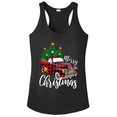 Christmas Tree Buffalo Plaid Red Truck family Ladies PosiCharge Competitor Racerback Tank