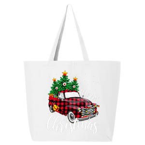 Christmas Tree Buffalo Plaid Red Truck family 25L Jumbo Tote