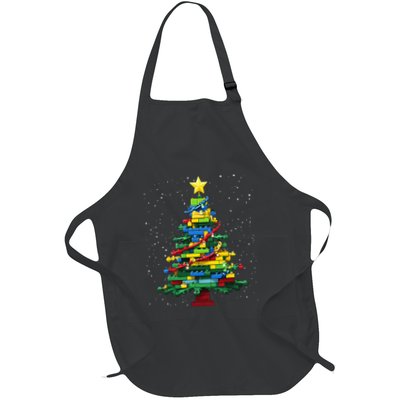 Christmas Tree Block Brick Building Xmas Master Builder Full-Length Apron With Pockets